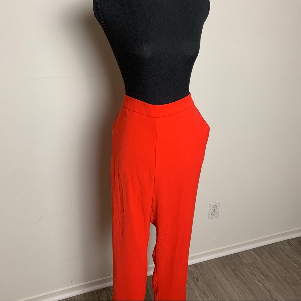 Red pants with blue Trim